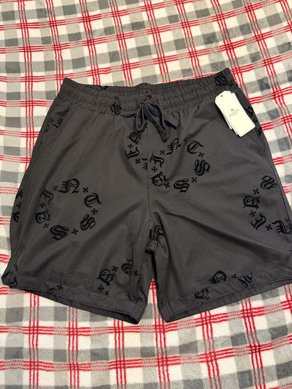 Saints Studio Men's Gothic Monogram Mesh Shorts